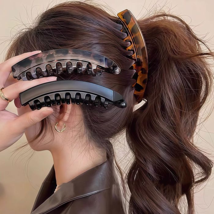 Large Volumizing Ponytail Banana Clip - Non-Slip Hair Jaw with Textured Grip