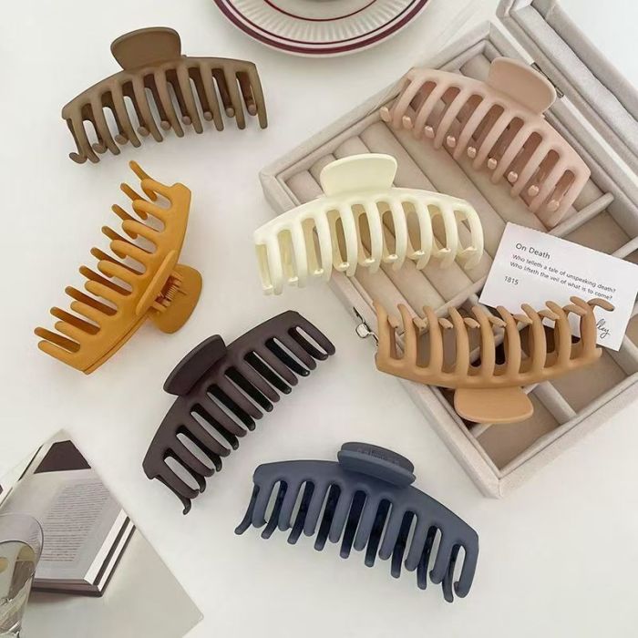 Matte Finish Acrylic Claw Clip - Large Dragon Bone Style Hair Jaw Clip for Ponytail & Updo