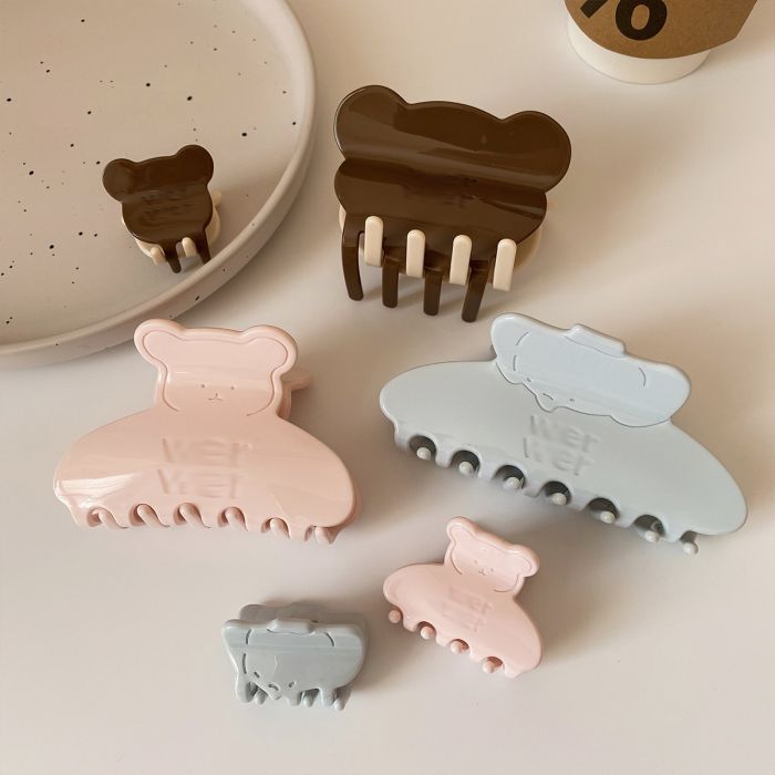 Cute Elephant Cream Pink Large Claw Clip - Sweet Animal Hair Accessory for Women