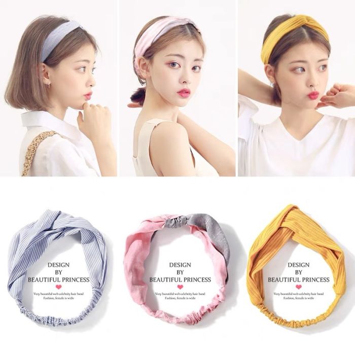 Korean Style Cross Elastic Headband - Chiffon Hair Accessories for Sports & Beauty