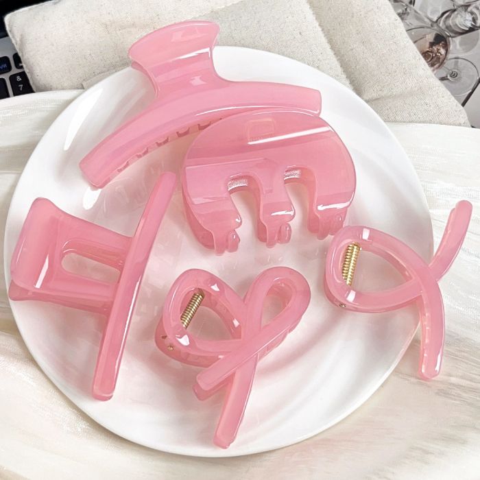 Korean Jelly Acrylic Claw Clip - Minimalist Solid Color Hair Accessories for Women