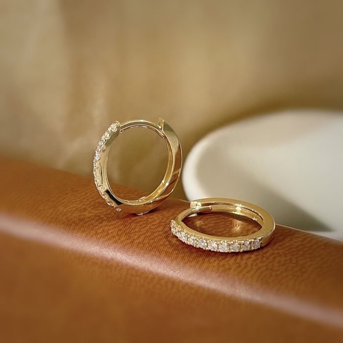 S925 Sterling Silver Stud Earrings with Single Row Diamond - Korean Fashion Geometric Design for Women