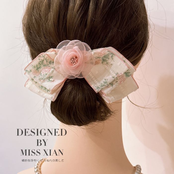 Vintage Rose Bow Hair Clip - Sweet Korean Style Butterfly Flower Spring Hair Accessories
