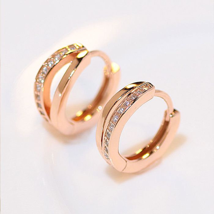 S925 Sterling Silver Korean Style Minimalist Hoop Earrings with Sparkling CZ Zircon - Dainty Fashion Jewelry for Women