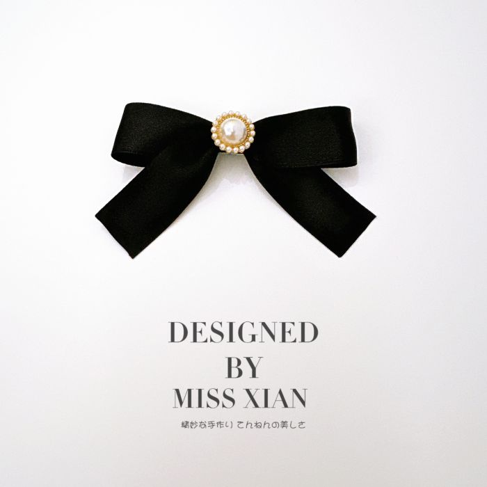 French Style Pearl Bow Hair Clip - Elegant Chic Handmade Hair Accessory