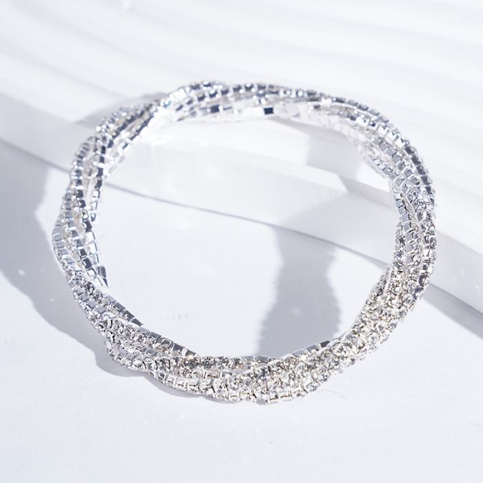 Elastic Crystal Braided Bracelet for Women - Premium Diamond-Accent Friendship Jewelry