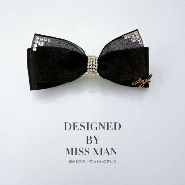 Korean Rhinestone Bow Hair Clip - Elegant Spring Barrette with Crystal Detail