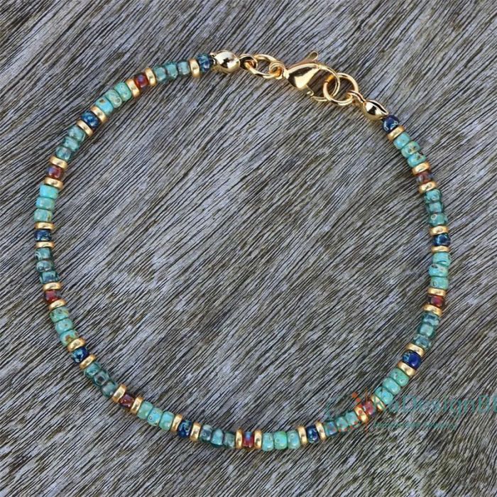 Handmade Miyuki Picasso Beaded Bracelet & Anklet - Vintage Bohemian Geometric Jewelry