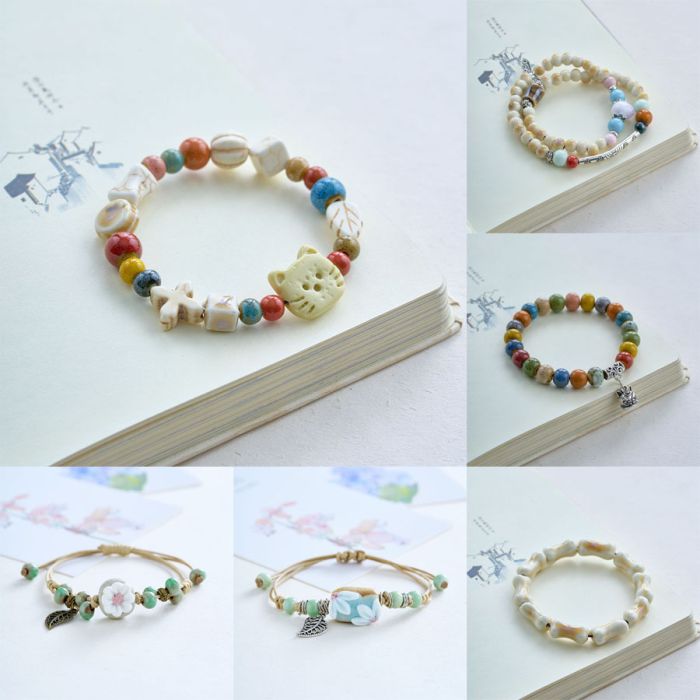 Handwoven Chinese Ceramic Bracelet - Jingdezhen Artisan Charm Bangle with Traditional Knot & Safety Lock Design