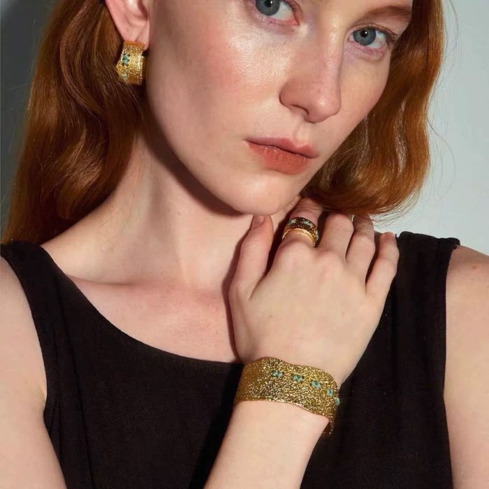 Colorful Threaded Brass Cuff Bracelet - Adjustable Vintage-Inspired Open Bangle