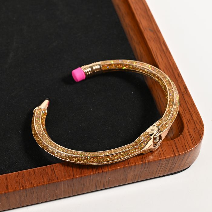 Creative Enamel Pencil Eraser Bracelet - Unique Geometric Open Bangle for Women