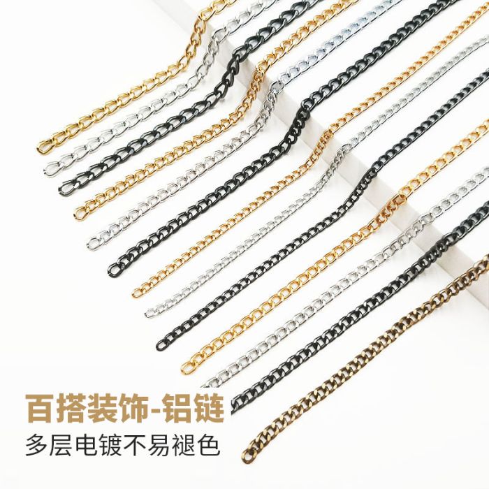 Lightweight Aluminum Ball Decor Chain - Non-Fading Plated Jewelry Chain for Bag & Clothing Accessories