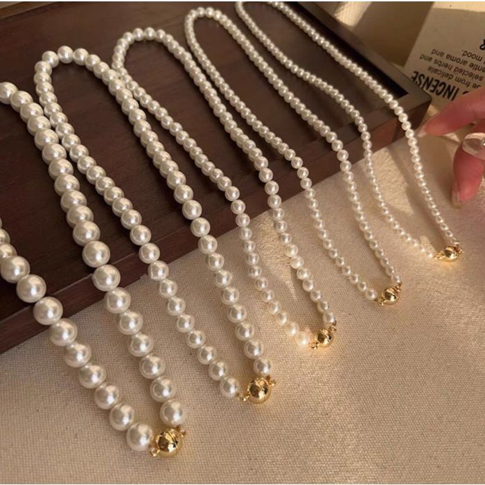 Elegant Magnetic Clasp Pearl Necklace - French Luxury Choker