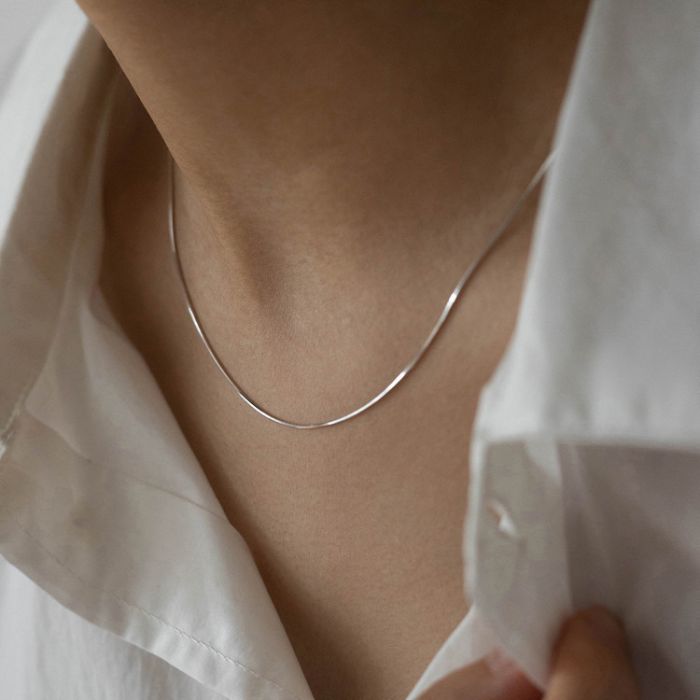 Titanium Steel Snake Chain Necklace - Minimalist Dainty Collar Bone Chain for Women