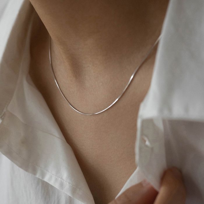 Minimalist Ultra-Thin Snake Chain Titanium Steel Necklace - Delicate Clavicle Chain for Women