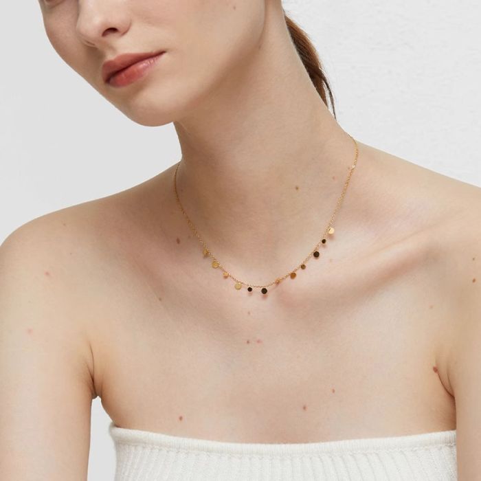 LISHAN Versatile Titanium Steel Necklace with Bow Accent & Natural Stone Pendant