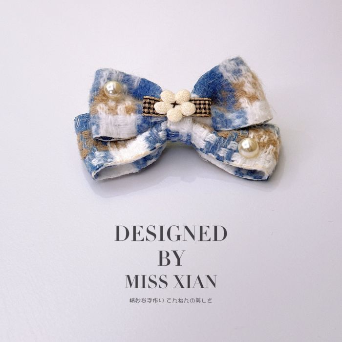 Cute Knit Flower Bow Hair Clips - Soft Cotton Velour Hair Accessories for Women