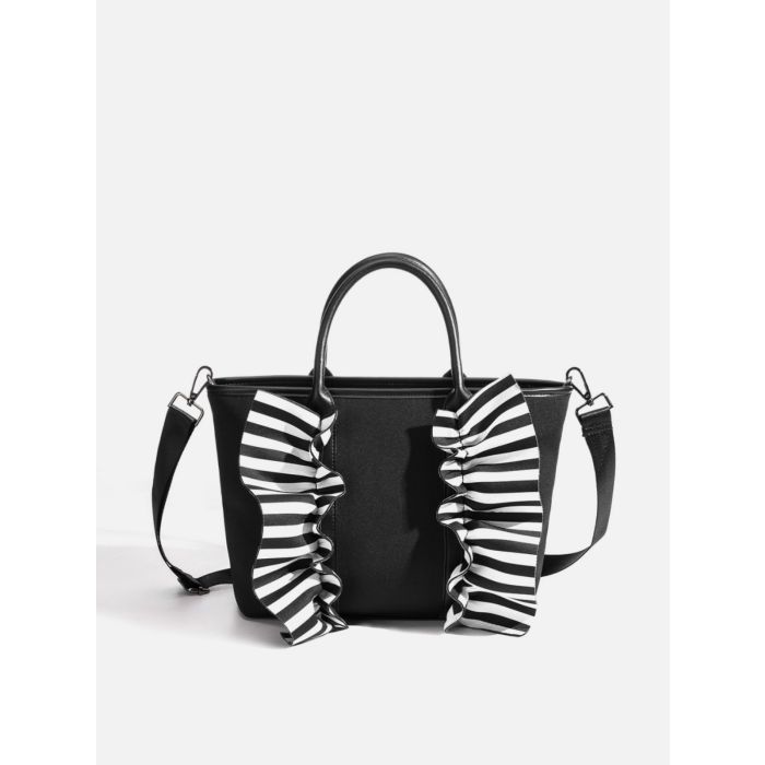 Women's Bow Accent Neoprene Tote Bag - Lightweight Crossbody Shoulder Handbag
