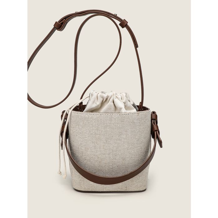 Minimalist Canvas Bucket Bag - Versatile Shoulder & Crossbody Purse