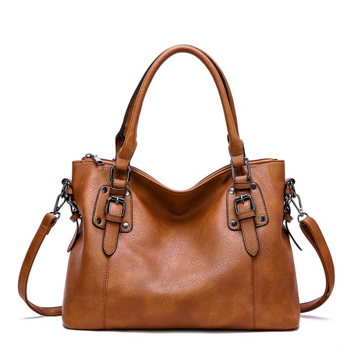 HANSOMFY Vintage European Style Shoulder Bag - Large Capacity PU Leather Handbag & Crossbody Bag
