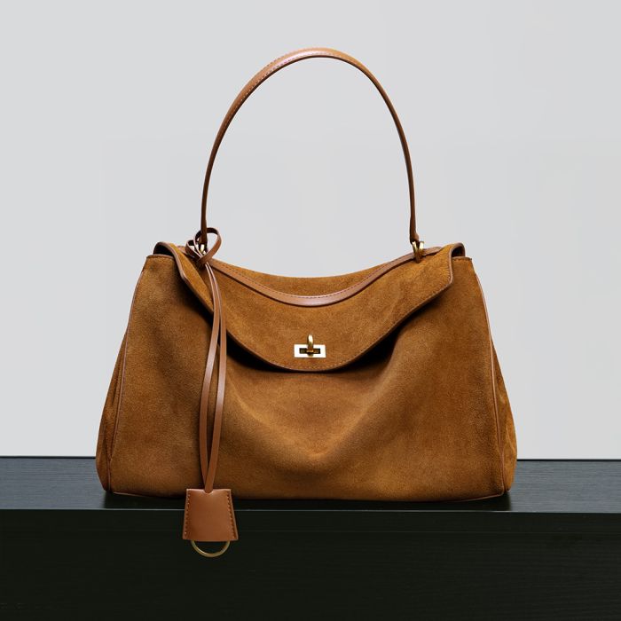 ZAMO Premium Suede Leather Tote Bag - Large Capacity Genuine Leather Shoulder Handbag with European Vintage Style