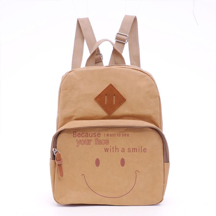 Washable Kraft Paper Backpack - Water-Resistant Unisex Daypack with Anti-Theft Design