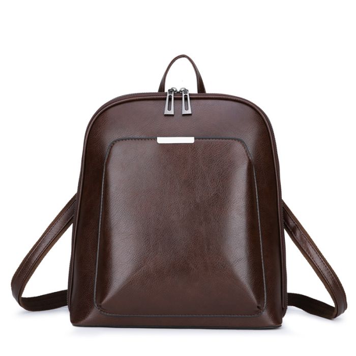 Women's Vintage PU Leather Backpack - Casual College Bag with Water-Resistant Design