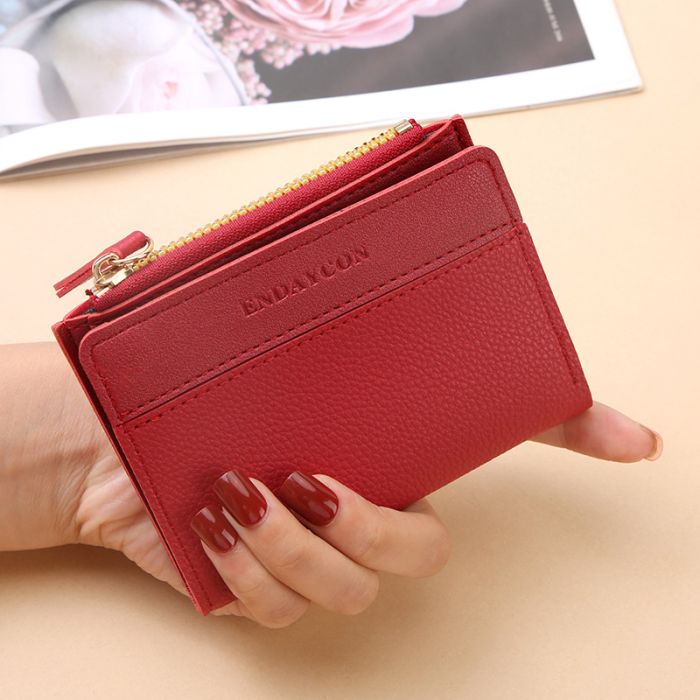 2026 Korean Style Mini Coin Purse - Compact Folding Wallet with Zipper & Buckle Closure