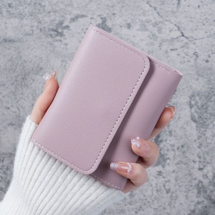 Ultra-Thin Tri-Fold PU Leather Wallet for Women - Multi-Card Coin Purse with Compact Design