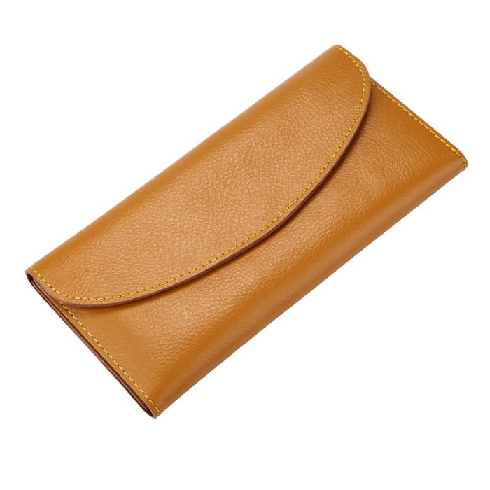 BAOYXYX Genuine Leather Women's Long Wallet - Minimalist Foldable Clutch Purse with Premium Leather Lining