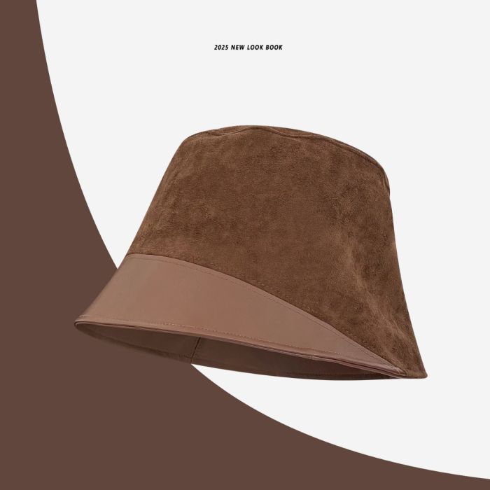 Vintage Suede Bucket Hat for Women - Autumn Winter Retro Wide Brim Cap
