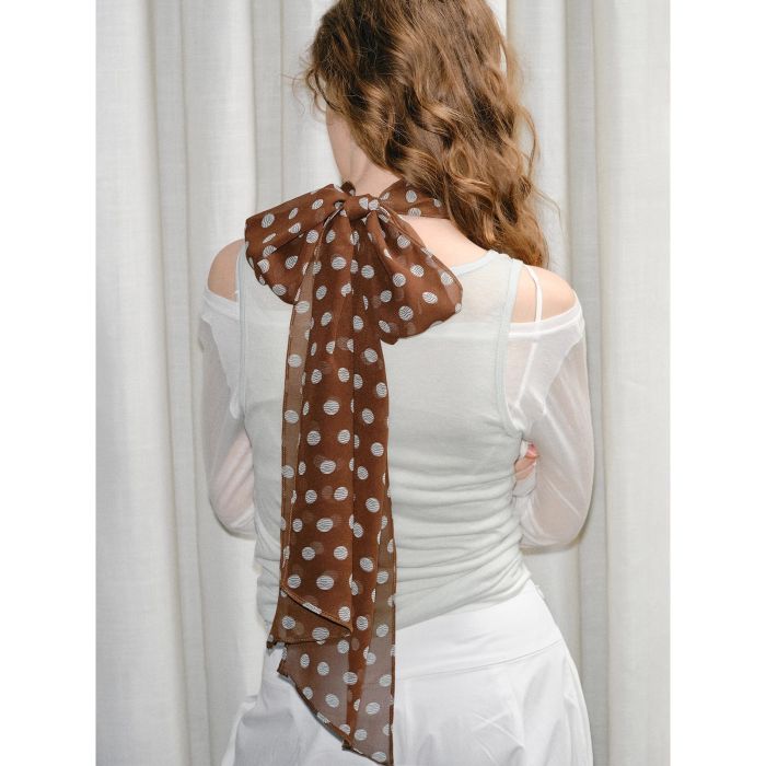 French Chic Polka Dot Silk Scarf - Vintage Style Lightweight Spring Summer Accessory