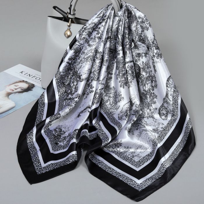 Women's Elegant 90x90cm Printed Square Scarf - Lightweight Polyester Fashion Accessory for Business & Casual Wear