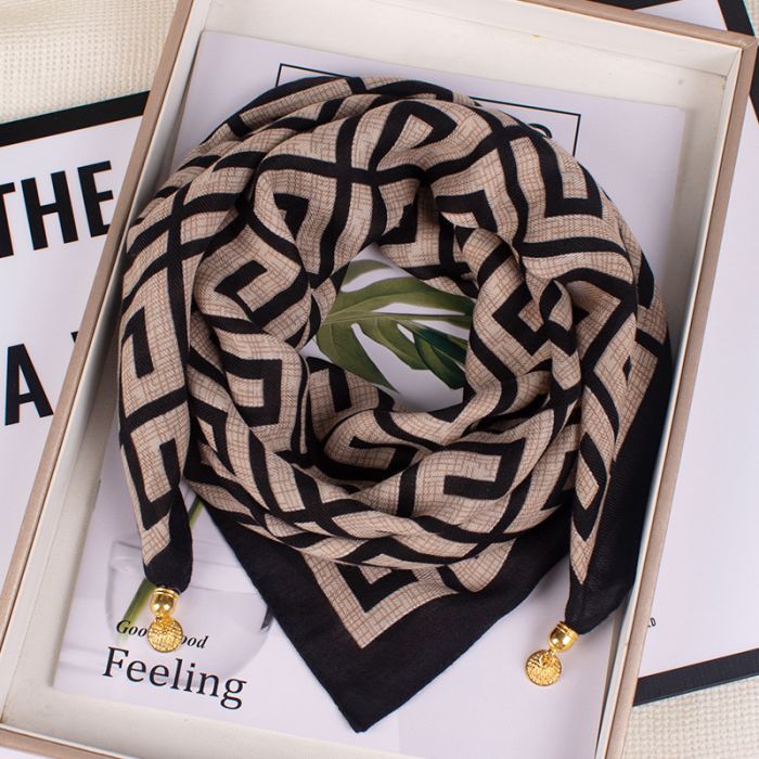Premium Magnetic Closure Square Scarf - Elegant Career Neck Scarf with Designer Prints