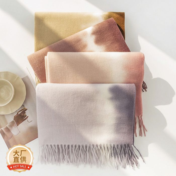 DayAPril Women's Gradient Faux Cashmere Scarf - Premium Soft Winter Wrap with Korean-Inspired Elegance