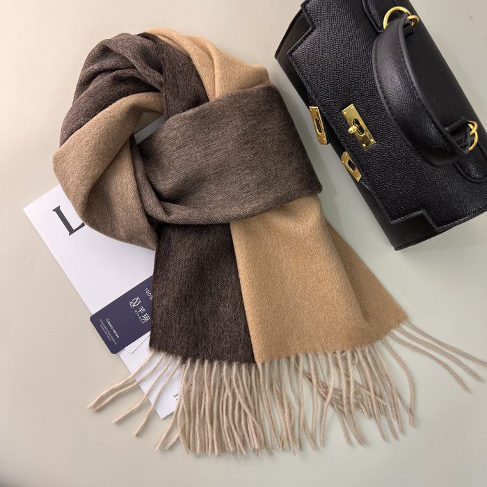 100% Pure Wool Ombre Scarf - Women's Winter Gradient Warm Wrap