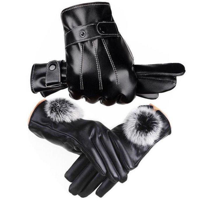 Touchscreen Compatible Leather Winter Gloves - Thermal Waterproof Unisex Motorcycle Riding Gloves
