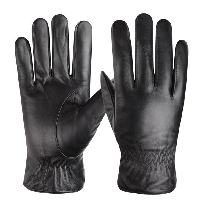 Men's Winter Lambskin Leather Gloves - Touchscreen Thermal Motorcycle Riding Gloves with Anti-Slip Grip