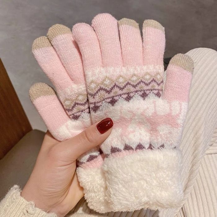 Women's Winter Knit Touchscreen Gloves - Soft Fleece-Lined Thermal Gloves