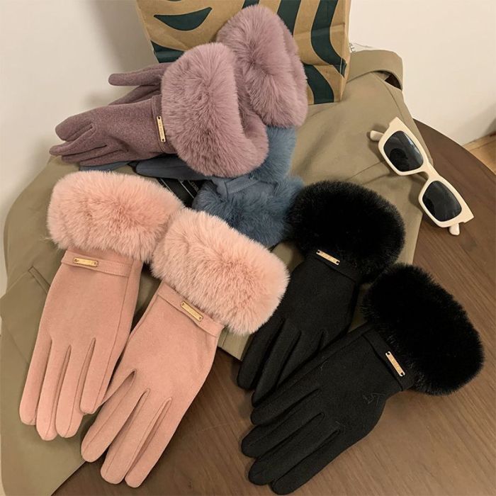 Women's Thermal Fleece Gloves - Touch Screen Winter Gloves with Windproof & Anti-Slip Design