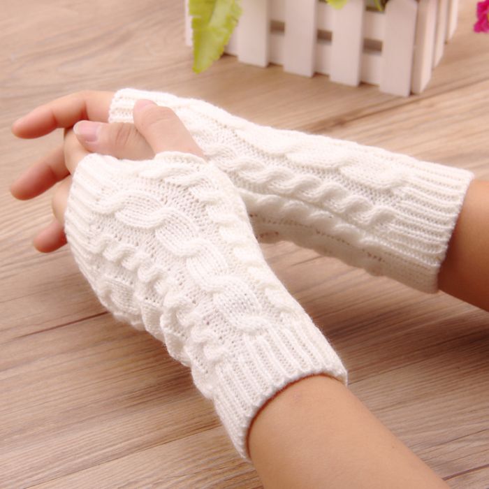 Korean Style Winter Knit Fingerless Gloves - Cable Knit Warm Half Finger Gloves for Texting, Cycling & Outdoor Activities (9 Colors)