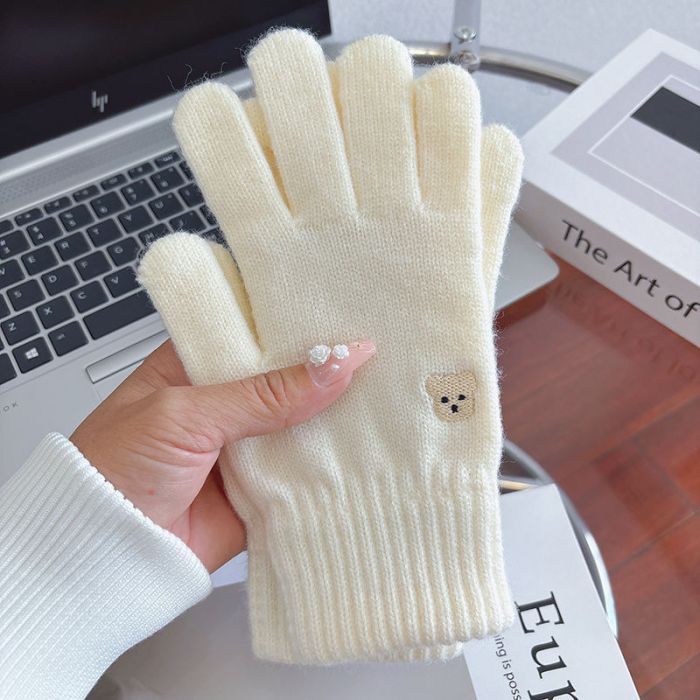 Women's Cute Knit Touchscreen Winter Gloves - Warm Thermal Fingerless Gloves with Two-Finger Design