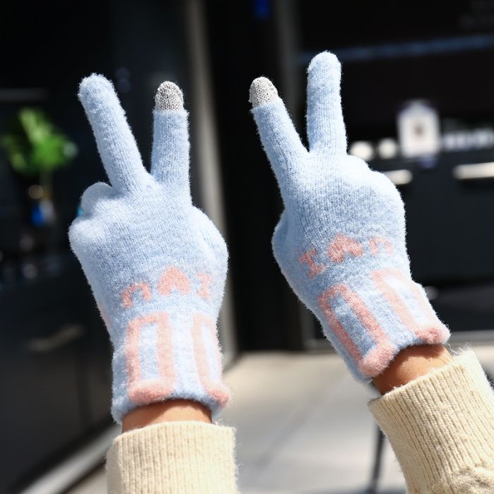 Women's Winter Touchscreen Gloves - Cute Rabbit Ear Design, Thermal Knit Cycling Gloves