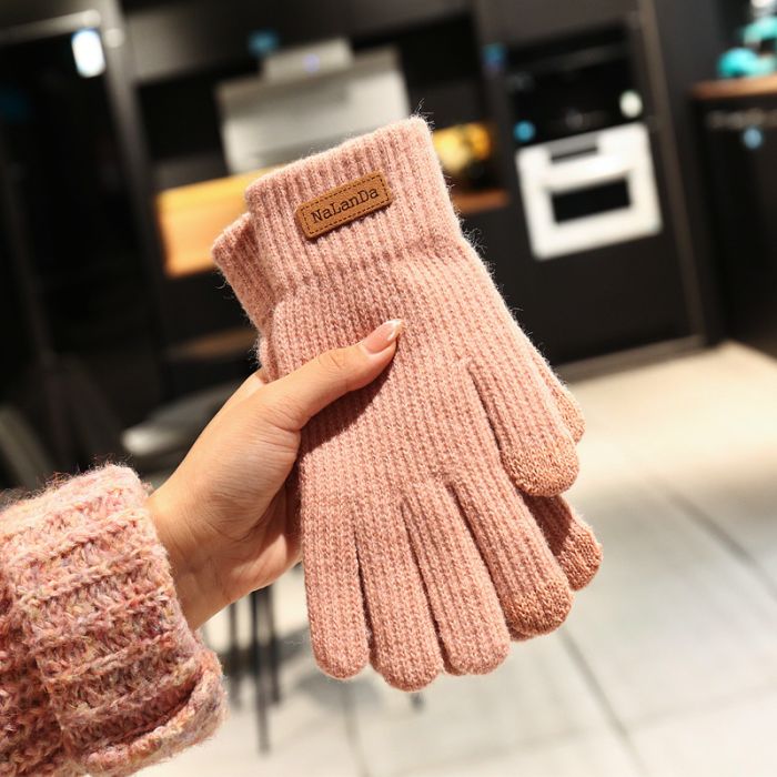 Cozy Fleece-Lined Winter Gloves with Touchscreen Compatibility - Korean Style Unisex Design