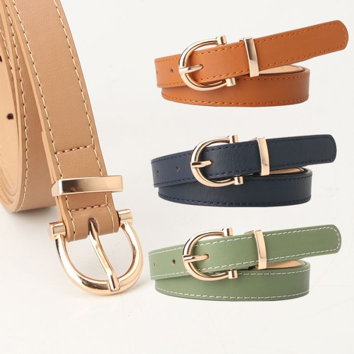 Korean Style Thin Leather Belt for Women - Fashion Decorative Waist Belt