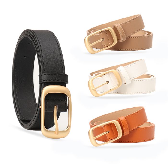 Women's Classic Pin Buckle Belt - Minimalist Leather-Look Belt for Jeans & Casual Wear