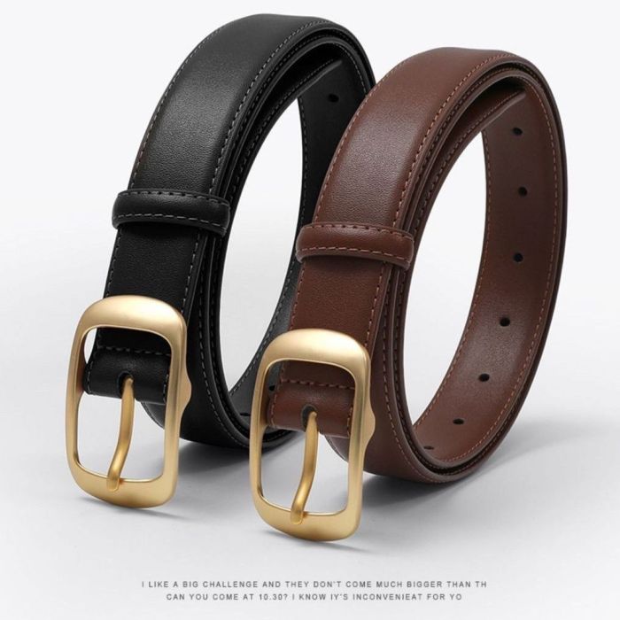 Women's Genuine Leather Pin Buckle Belt - Minimalist Versatile Fashion Belt for Casual & Office Wear