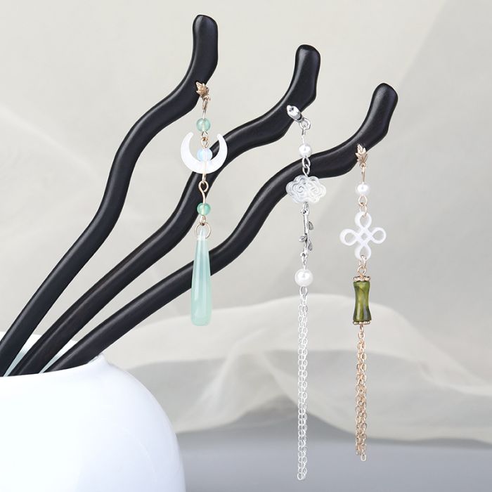Premium Ebony Wood Hair Pin - Elegant Chinese Style Hair Stick with Traditional Design