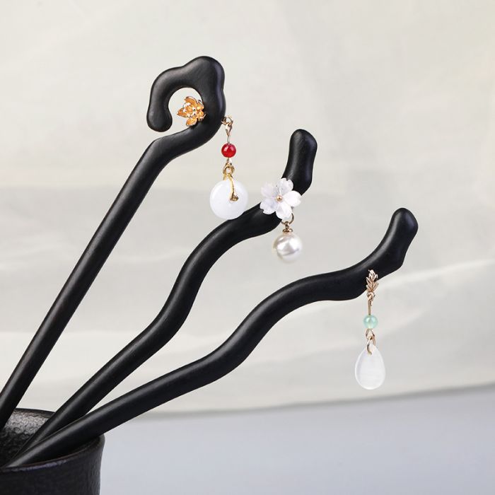 Premium Ebony Wood Hair Stick with Tassel - Vintage Chinese Style Hair Pin