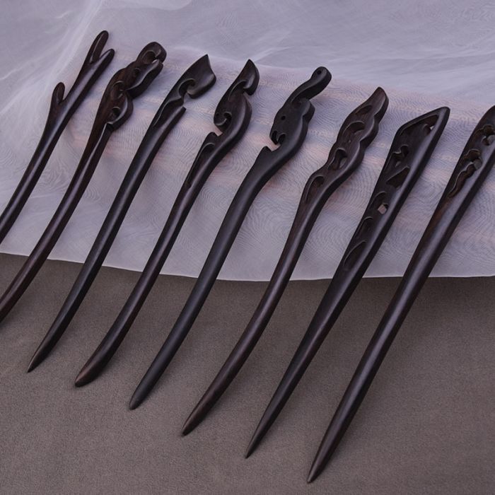 Handcrafted Ebony Wood Hair Pin - Premium Chinese Style Hair Accessory for Traditional & Modern Hairstyles